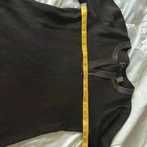 Dana Buchman Women’s Brown Top w/Leather & Merino Wool Size Large - Picture 9 of 11